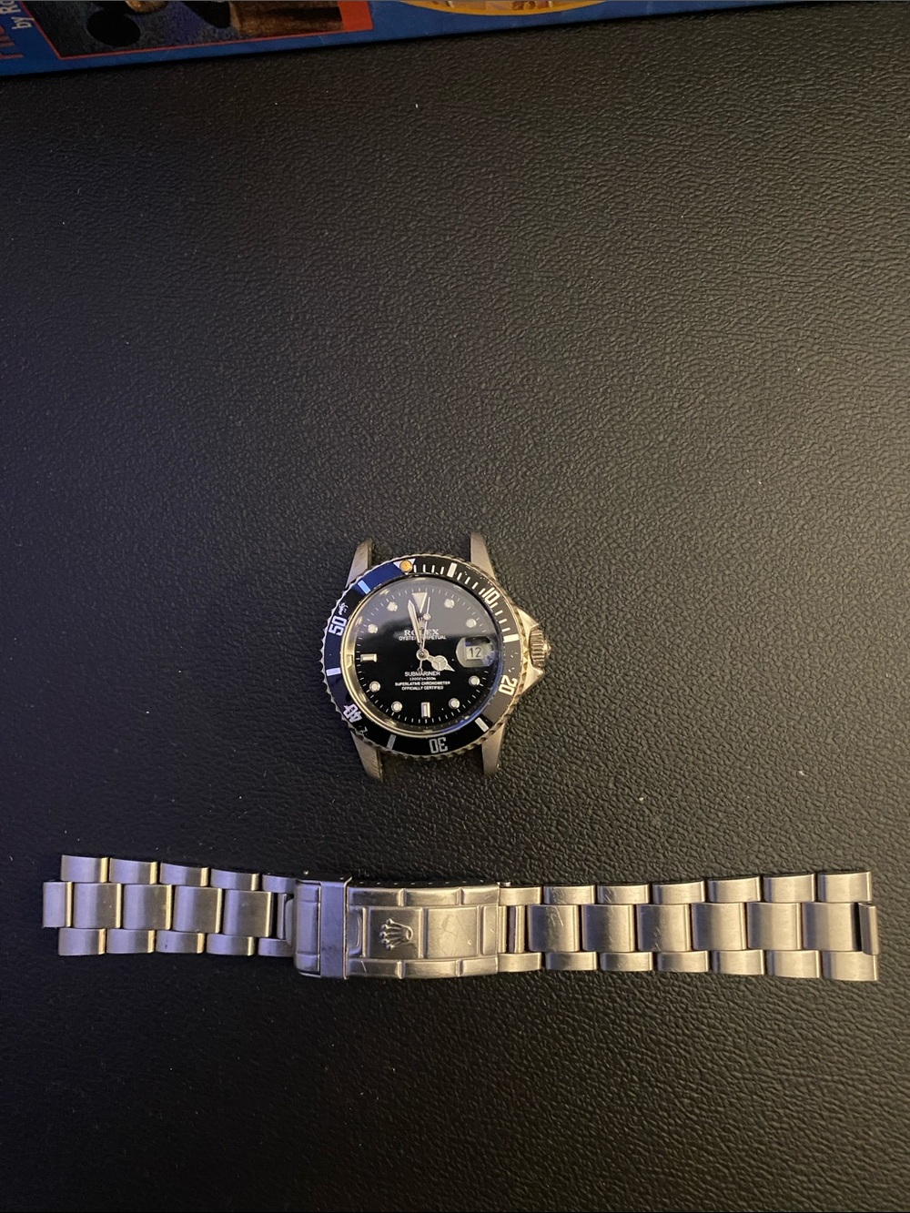Rolex Black Dial Stainless Watch Head with Silver Bracelet - Picture 1 of 2